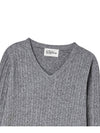 V neck cable knit pullover Melange gray - THE GREEN LAB - BALAAN 2