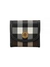 Check Print Leather Half Wallet Brown - BURBERRY - BALAAN 2