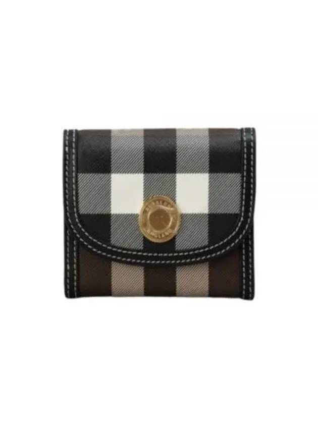 Check Print Leather Half Wallet Brown - BURBERRY - BALAAN 2