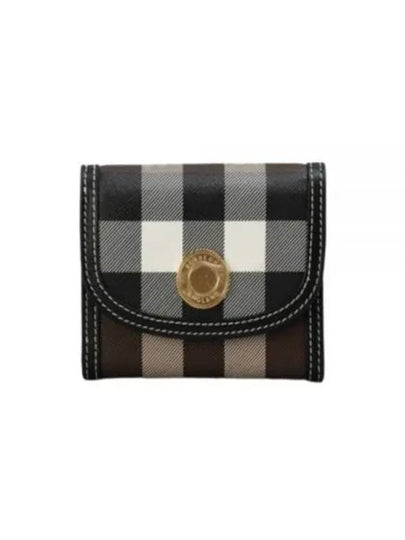 Check Print Leather Half Wallet Brown - BURBERRY - BALAAN 2