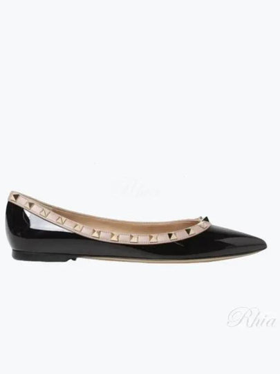 Rockstud Pointed Toe Ballerina Flats Black - VALENTINO - BALAAN 2