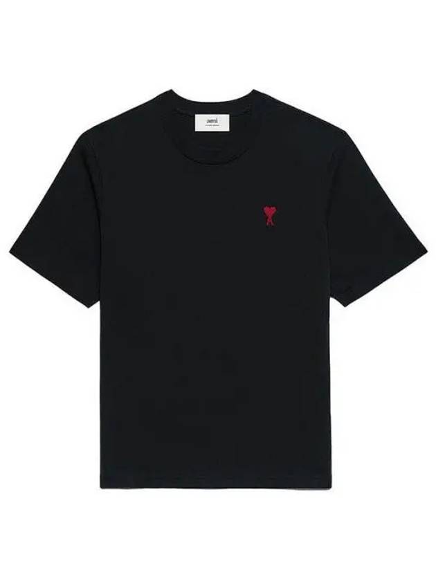 Small Heart Logo Boxy Fit Short Sleeve T-Shirt Black - AMI - BALAAN 2