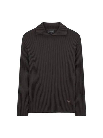 Men s ribbed wool collar knit dark brown 271245 - EMPORIO ARMANI - BALAAN 1