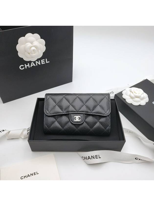 Classic medium wallet caviar black silver plate AP0232 - CHANEL - BALAAN 2