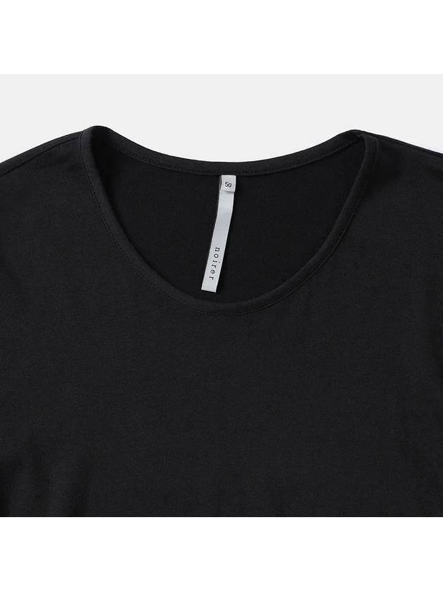 Silk Blended U-Neck Short Sleeve T-Shirt Black - NOIRER - BALAAN 5