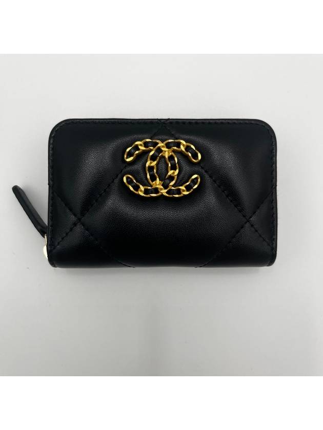 19 Lambskin Gold Zipper Card Wallet Black - CHANEL - BALAAN 5