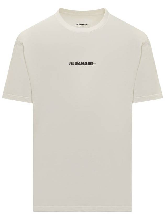 Logo Print Crew Neck Short Sleeve T-shirt Porcelain - JIL SANDER - BALAAN 2