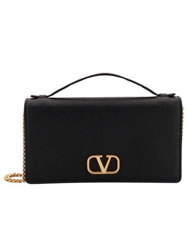 V Logo Signature Chain Cross Bag Black - VALENTINO - BALAAN 1