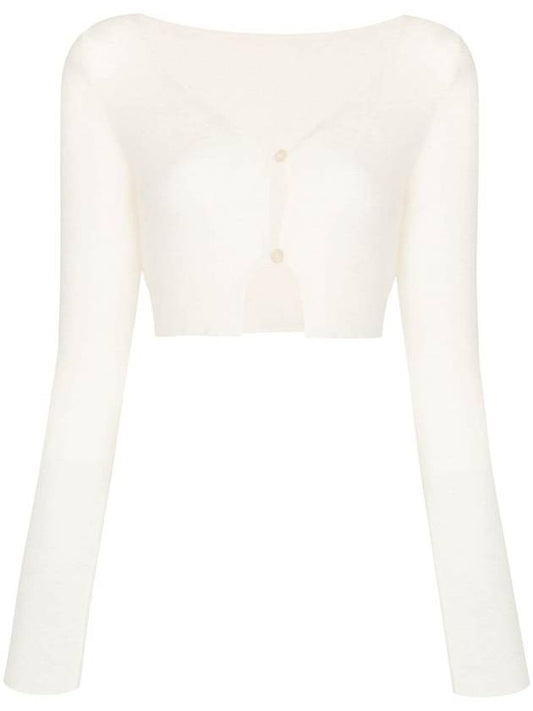 Le Alzou Cropped Mohair Cardigan White - JACQUEMUS - BALAAN 1