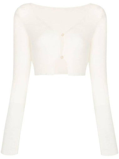 Le Alzou Cropped Mohair Cardigan White - JACQUEMUS - BALAAN 1