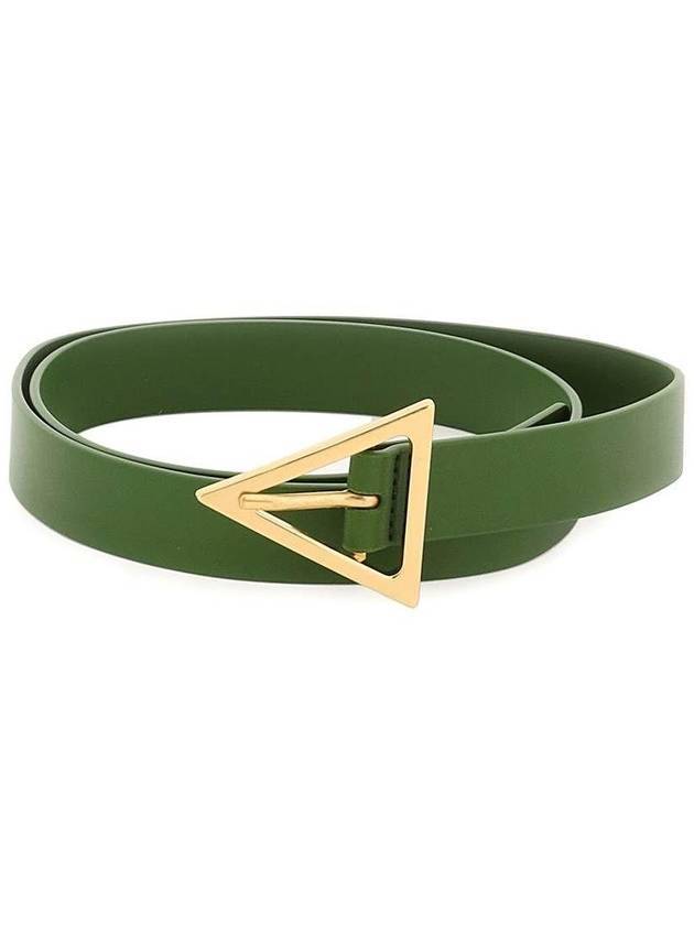 Triangle Buckle Leather Belt Green - BOTTEGA VENETA - BALAAN 1