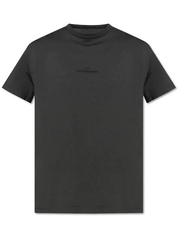 Reverse Embroidered Logo Stitched Cotton Short Sleeve T-Shirt Dark Grey - MAISON MARGIELA - BALAAN 1