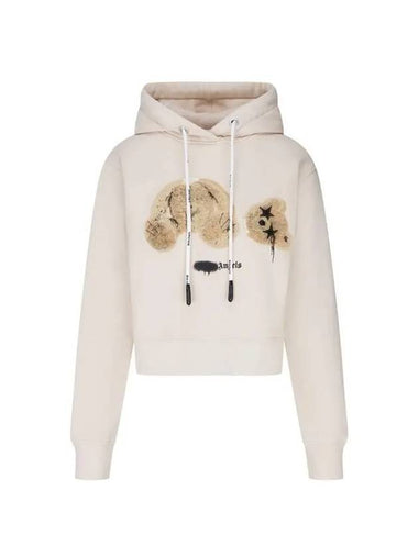 Bear Logo Hoodie Beige - PALM ANGELS - BALAAN 1