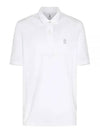 Embroidered Logo Short Sleeve Polo Shirt White - BRUNELLO CUCINELLI - BALAAN 2