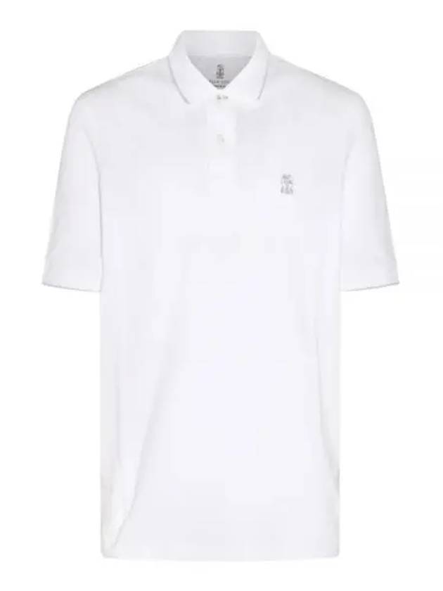 Embroidered Logo Short Sleeve Polo Shirt White - BRUNELLO CUCINELLI - BALAAN 2