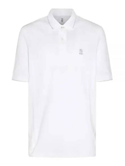 Embroidered Logo Short Sleeve Polo Shirt White - BRUNELLO CUCINELLI - BALAAN 2