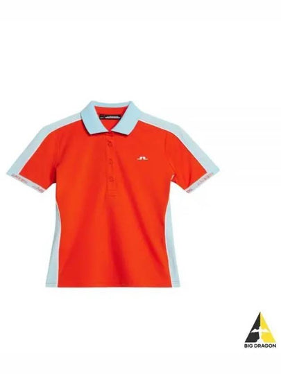 Demi Short Sleeve Polo Shirt Tangerine Tango - J.LINDEBERG - BALAAN 2