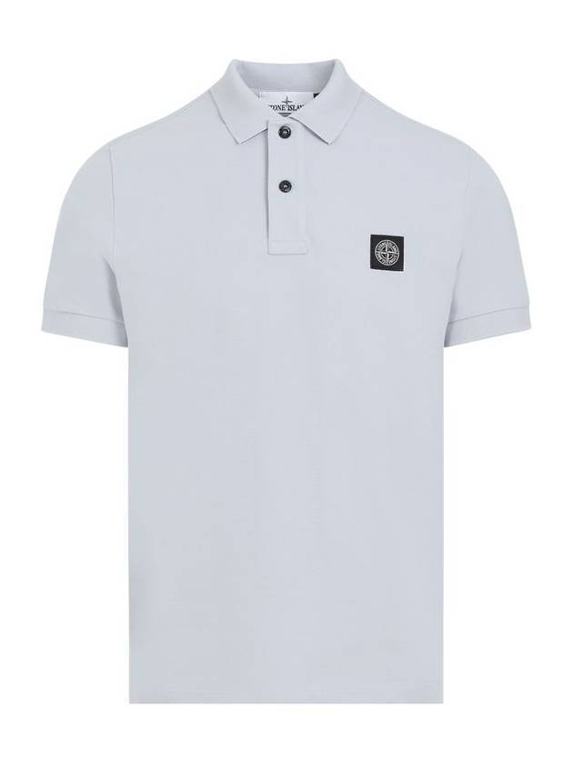 Organic Cotton Elastane Pique Polo Shirt Sky Blue - STONE ISLAND - BALAAN 1