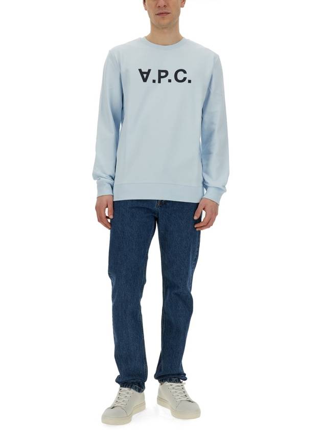 VPC Logo Crew Neck Sweatshirt Light Blue - A.P.C. - BALAAN 3