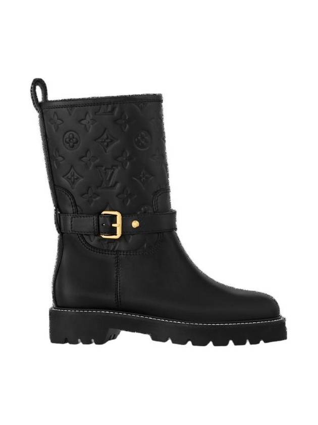 Territory Monogram Embossed Flat Ankle Middle Boots Black - LOUIS VUITTON - BALAAN 1