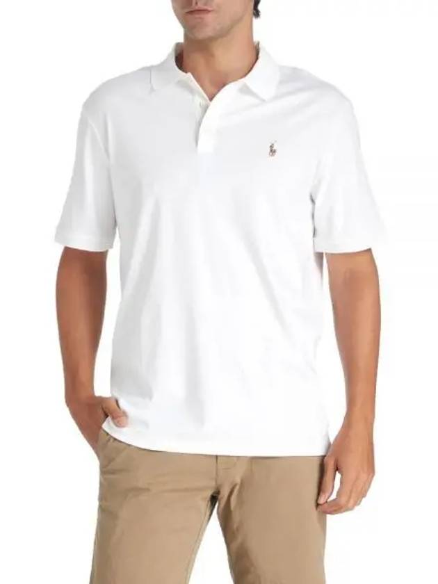 Pony Logo Embroidery Soft Short Sleeve Cotton Polo Shirt White - POLO RALPH LAUREN - BALAAN.