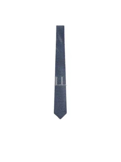 Interwoven Gancini Print Silk Tie Navy Blue - SALVATORE FERRAGAMO - BALAAN 2