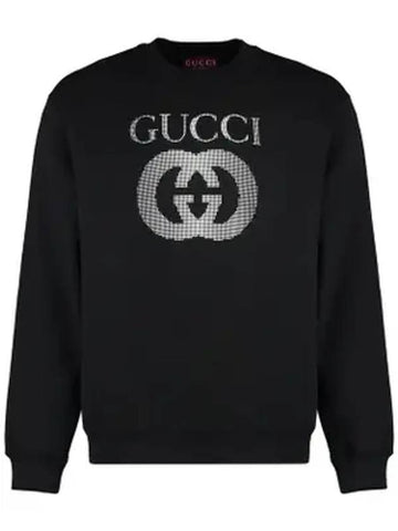 Embellished Logo Crew Neck Sweater Black - GUCCI - BALAAN 1