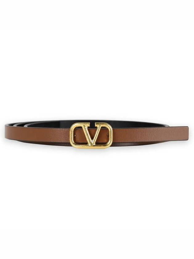 V Logo Signature Reversible Leather Belt Brown - VALENTINO - BALAAN 3