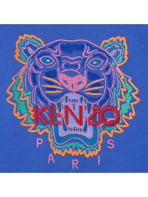 tiger embroidery crew neck sweatshirt blue - KENZO - BALAAN.