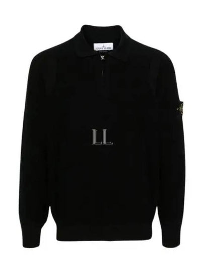 Half Zip Knit Polo Shirt Black - STONE ISLAND - BALAAN 2