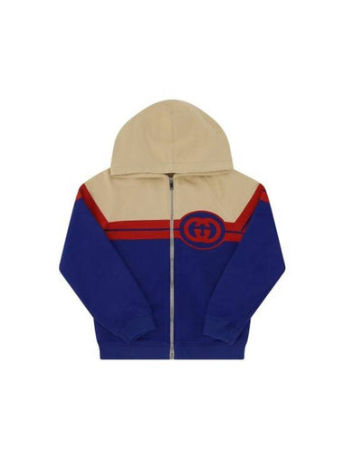 Kids Logo Zip-Up Hoodie Beige Blue - GUCCI - BALAAN 1