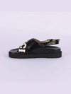 Women's Logo Leather Sandals Black - GUCCI - BALAAN 4