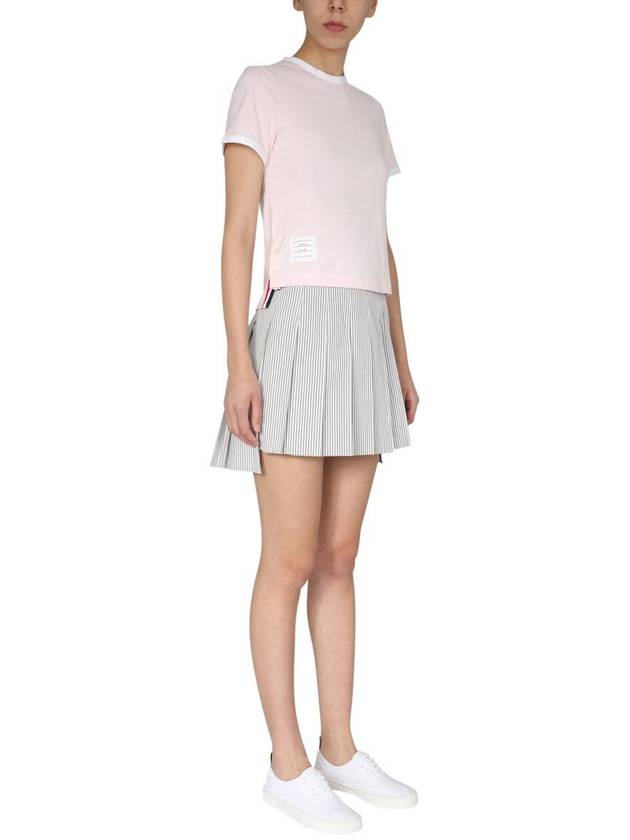 Asymmetric Hem Short Sleeve T-Shirt Pink - THOM BROWNE - BALAAN 5