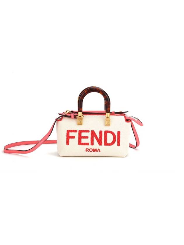 By The Way Small Canvas Tote Bag Red White - FENDI - BALAAN 1