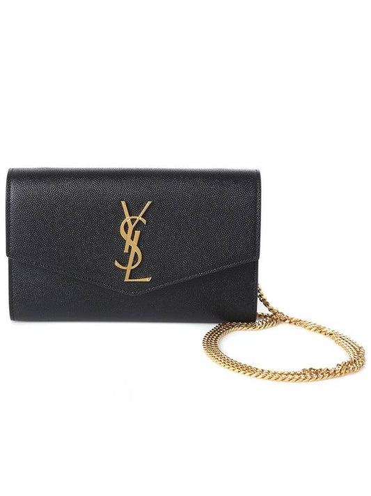 Monogram Uptown Chain Embossed Leather Long Wallet Black - SAINT LAURENT - BALAAN 2