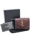 Women s Saint Laurent 403943 Burgundy Monogram Matelasse Envelope Gold Logo Compact 3 fold Bicycle Wallet gt Half Gangbuk used luxury goods - SAINT LAURENT - BALAAN 3