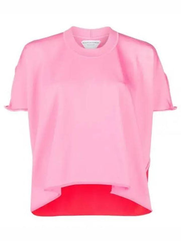 Women s Two tone Oversized Short Sleeve T Shirt Pink 629983 VKWC0 - BOTTEGA VENETA - BALAAN 1