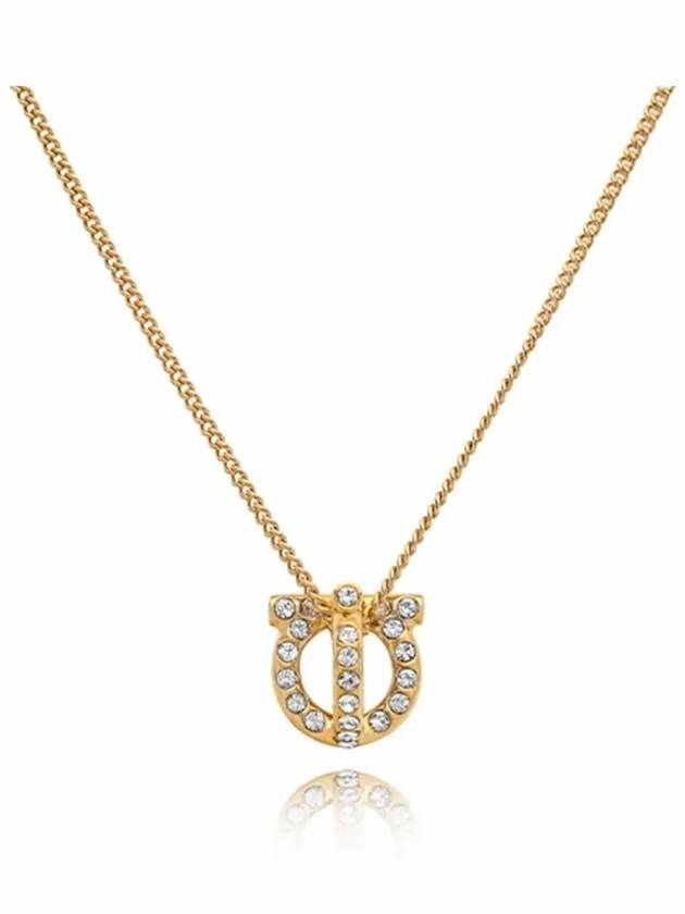 Gancini 3D Crystal Necklace Gold - SALVATORE FERRAGAMO - BALAAN 4