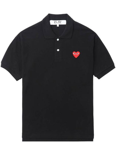 Heart Wappen Short Sleeve Polo Shirt Black - COMME DES GARCONS PLAY - BALAAN 2