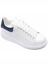 Women's Blue Glitter Tab Oversole Low Top Sneakers White - ALEXANDER MCQUEEN - BALAAN 4