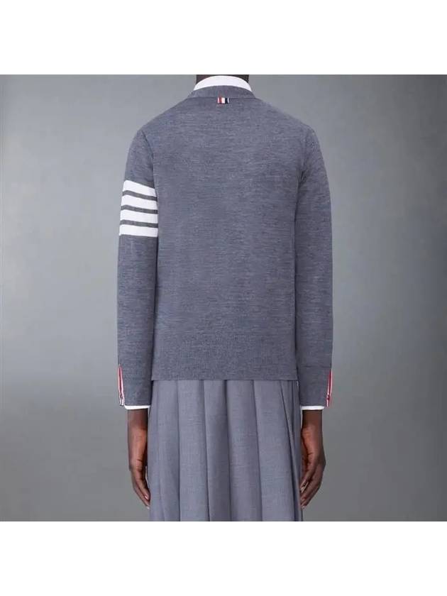 Men's Sustainable Classic Diagonal Wool Cardigan Medium Grey - THOM BROWNE - BALAAN 4