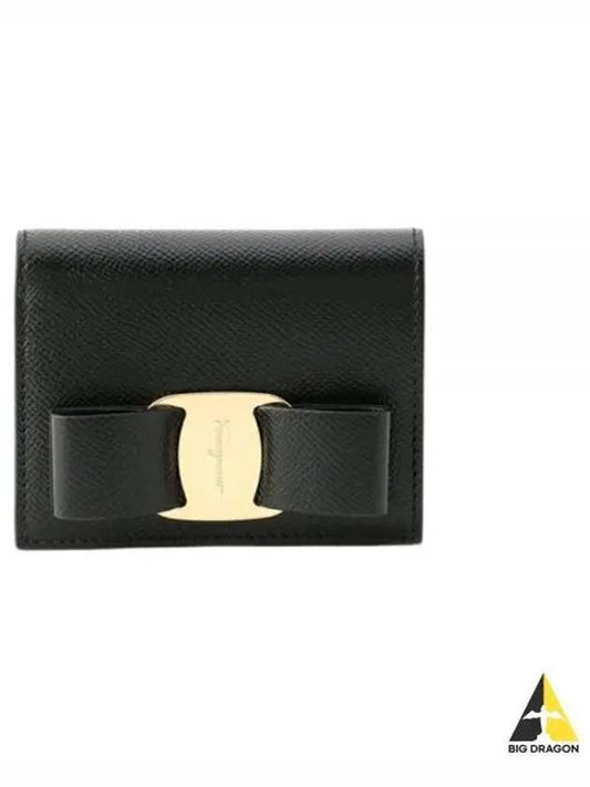 Vara Bow Gloss Flap Half Wallet Black - SALVATORE FERRAGAMO - BALAAN 2