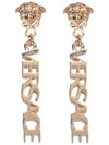 Logo Drop Earrings Gold - VERSACE - BALAAN 6