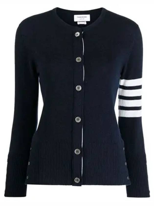 Cashmere Crew Neck Cardigan Navy - THOM BROWNE - BALAAN 2