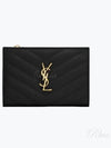 Grain Leather Quilted Stitch Card Wallet Black - SAINT LAURENT - BALAAN 2