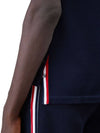 Men's Cotton Pique Center Bag Striped Short Sleeve Polo Shirt  Navy - THOM BROWNE - BALAAN 5