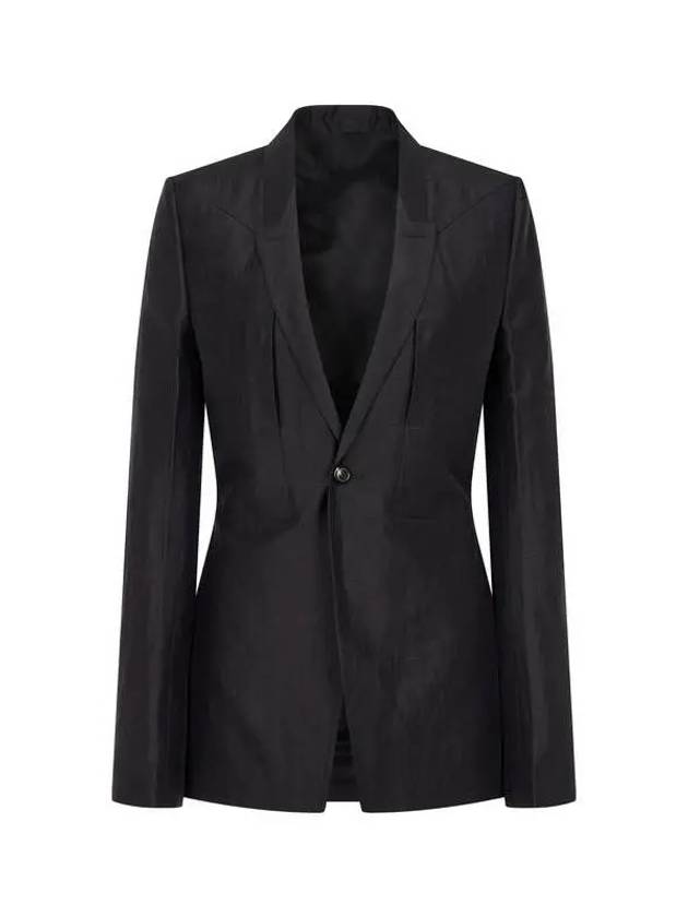 WOMEN Narrow Lapel Linen One Button Jacket Black 270485 - RICK OWENS - BALAAN 1