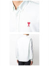 Men's Small Heart Logo Striped Long Sleeve Shirt Green - AMI - BALAAN.