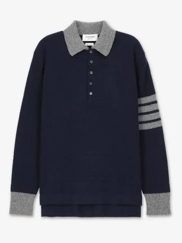 4-bar Striped Knit Top Navy - THOM BROWNE - BALAAN 2