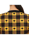 Heart Plaid Print Short Sleeve Knit Top Yellow - ALESSANDRA RICH - BALAAN 8